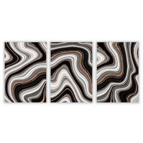 Kit Com 3 Quadros Decorativos Abstratos Com Moldura Para Sala Quarto Escritório 72x102 Abstrato 020