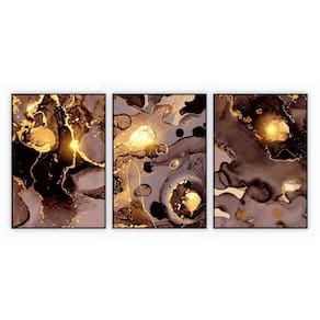 Kit Com 3 Quadros Decorativos Abstratos Com Moldura Para Sala Quarto Escritório 42x622 Abstrato 013