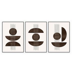 Kit Com 3 Quadros Decorativos Abstratos Com Moldura Para Sala Quarto Escritório 67x92 Abstrato 007