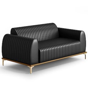 Sofá 3 Lugares Molino 180 Cm Pés D`ouro Preto B-159