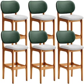 Kit 6 Banquetas Alta Cozinha Betta L02 Imbuia Verde Cinza