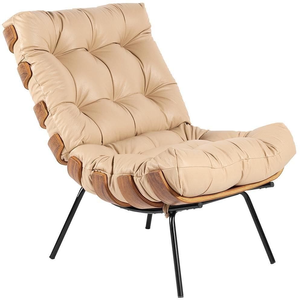 Poltrona Costela L04 Couro Bege