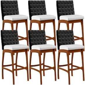 Kit 06 Banquetas Altas Mila Preto Corano Branco