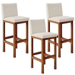 Kit 03 Banquetas Altas Alya Linho Champagne