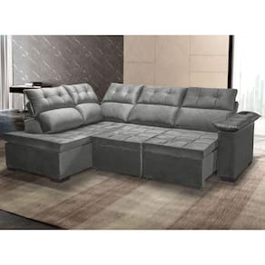 Sofá Retrátil E Reclinável 290 Cm áustria Veludo Cinza