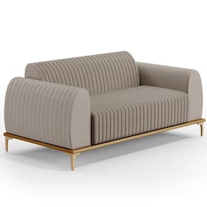 Sofá 3 Lugares Molino 180 Cm Pés D`ouro Bege C-107