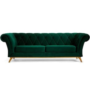 Sofá 4 Lugares Império 260 Cm Veludo Verde Musgo C-303