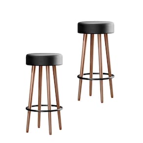 Kit 02 Banquetas Alta 70 Cm Berlim Pés De Madeira Preto