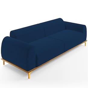 Sofá 03 Lugares Kiev 230 Cm Veludo Azul Marinho C-304