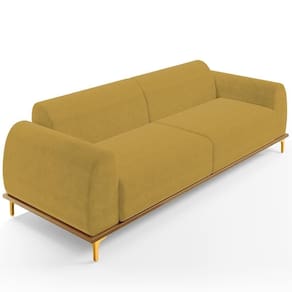 Sofá 03 Lugares Kiev 210 Cm Veludo Mostarda C-260