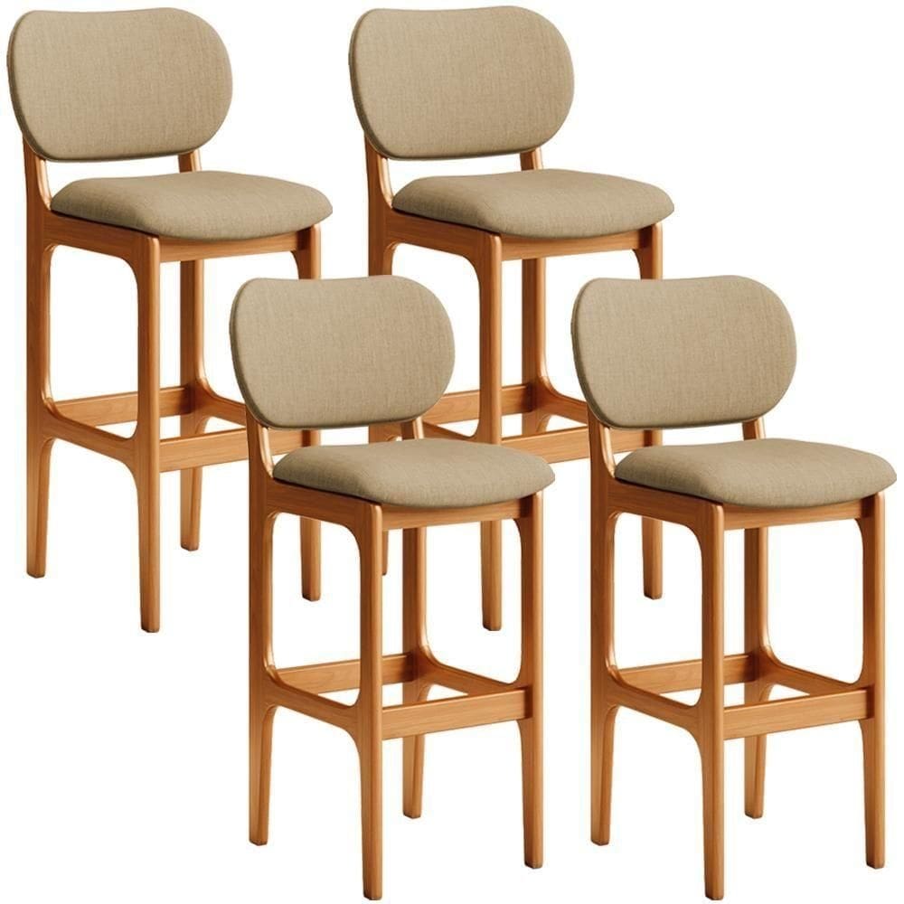 Kit 4 Banquetas Alta Cozinha Betta L02 Imbuia Bege Escuro