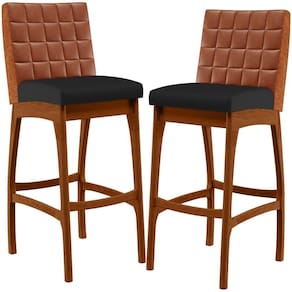 Kit 02 Banquetas Altas Mila Camel Corano Preto