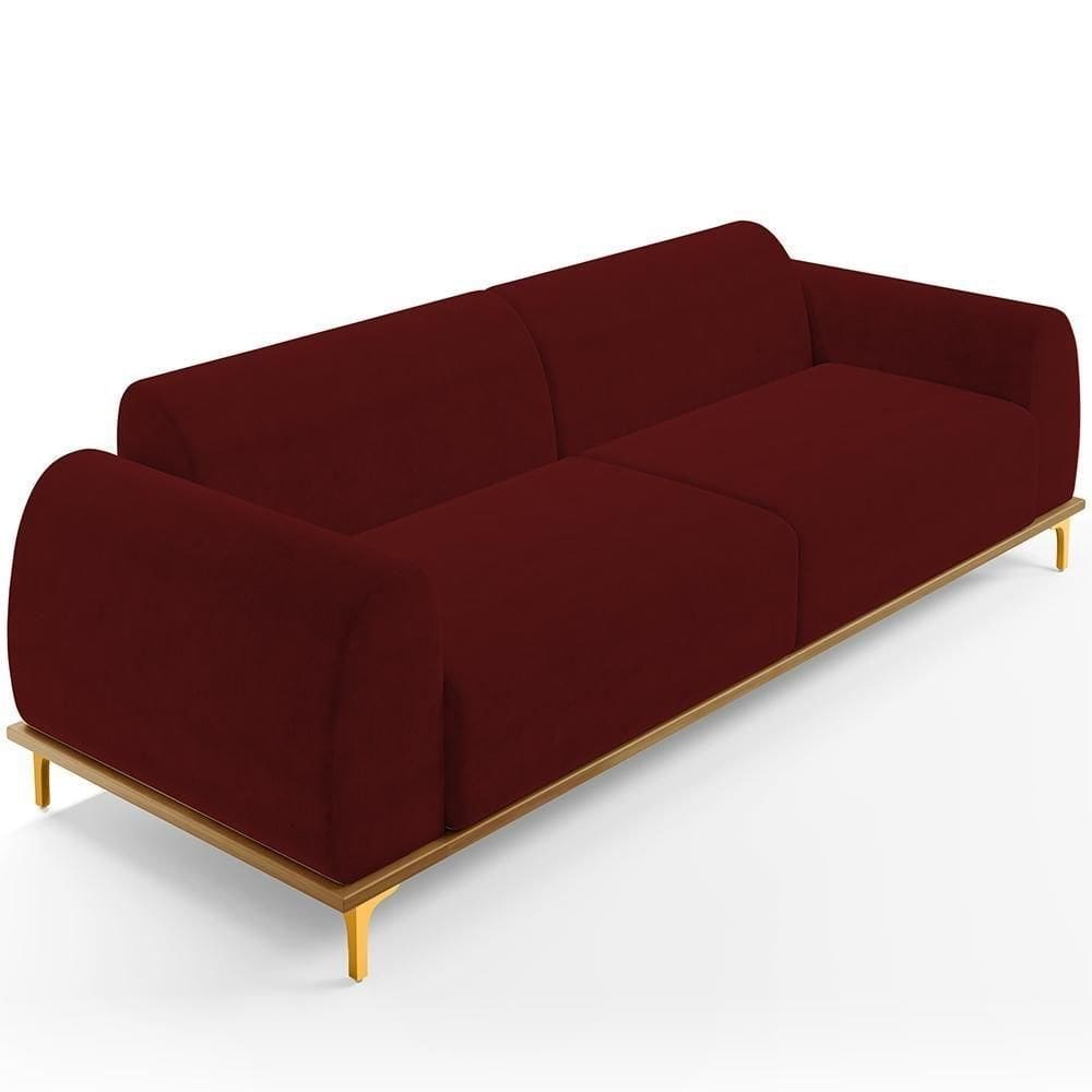 Sofá 03 Lugares Kiev 210 Cm Veludo Marsala C-278