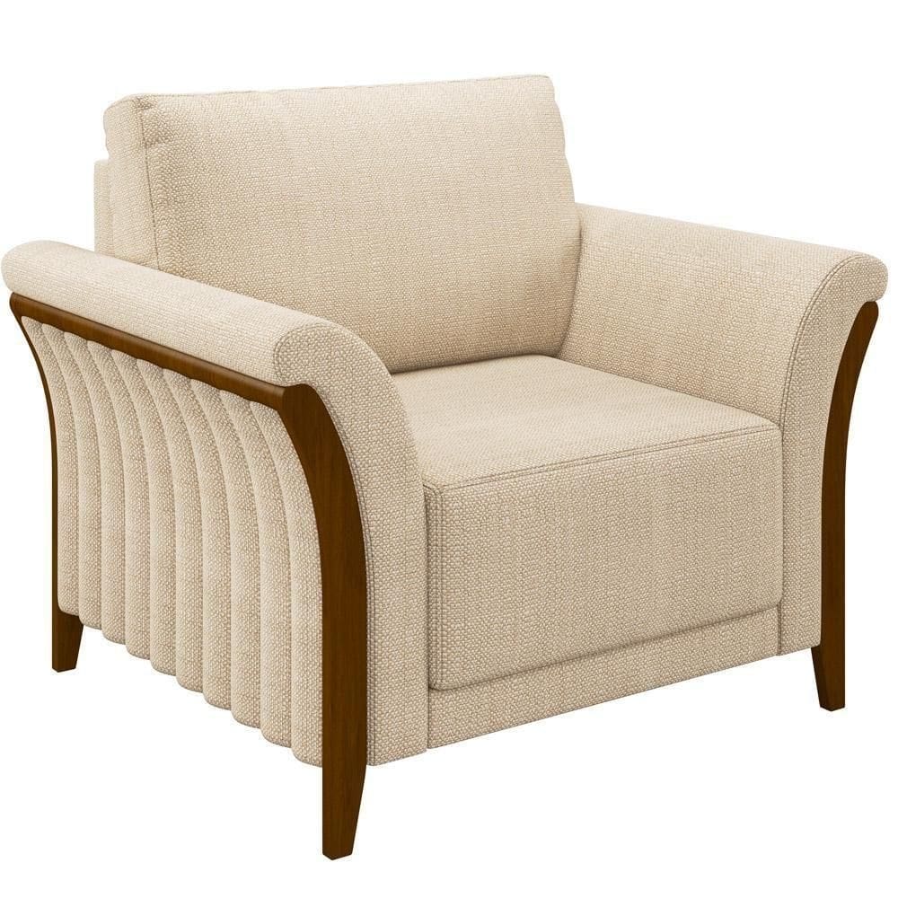 Poltrona Base Fixa Stefan M03 Linho Bege