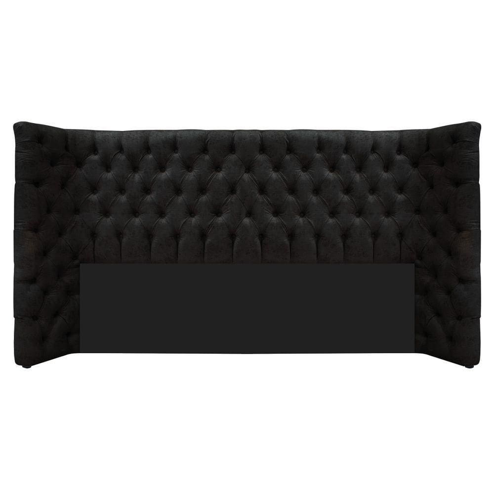 Cabeceira King Everest P02 195cm Para Cama Box Suede - Doce Sonho Móveis Preto