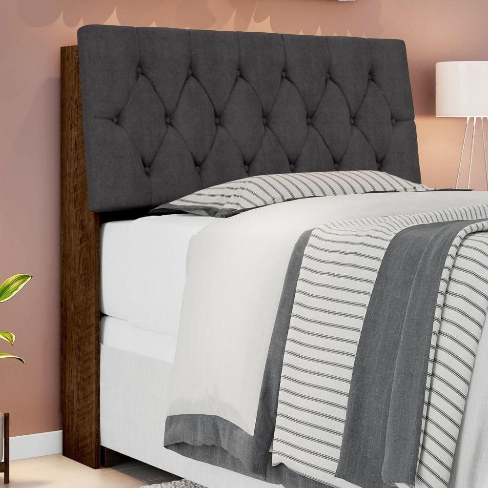 Cabeceira Casal Estofada Malbec Chumbo