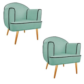 02 Poltronas Athena Pés Palito Linho - Doce Sonho Móveis