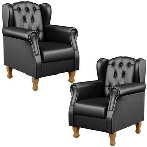 Kit 02 Poltronas Decorativa Yara P02 Preto Brilho