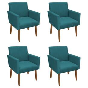 Kit 4 Poltronas Decorativa Nina Veludo Azul Tiffany