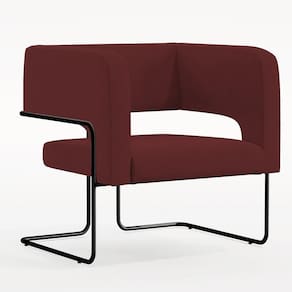 Poltrona Base De Aço Preto Veludo Marsala C-278