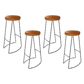 Kit 4 Banquetas Altas Industrial Madeira Maciça Peroba Rosa