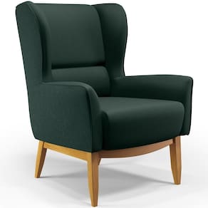 Poltrona Fixa Base De Madeira Milena D02 Linho Verde C-117