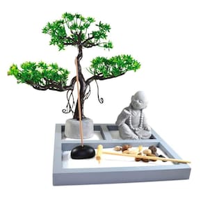 Terrário Bandeja Areia Altar Jardim Zen Decorativo Buda Madeira 20cm