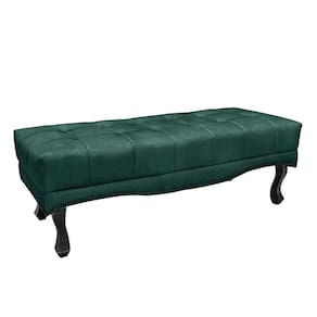 Recamier 160cm Loewe Veludo Pés De Madeira Verde Floresta
