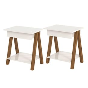 Conjunto De Mesas De Cabeceira C/ Gaveta Off White