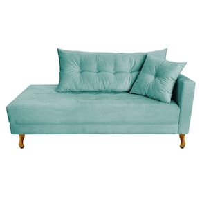 Recamier Azura 185cm Com Almofada Lado Esquerdo Suede Cor Azul Tiffany