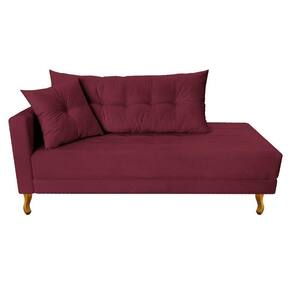 Recamier Azura 185cm Com Almofada Lado Direito Suede Cor Bordô