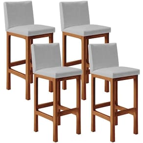 Kit 04 Banqueta Alta Para Cozinha Alya L02 Cinza Metalizado