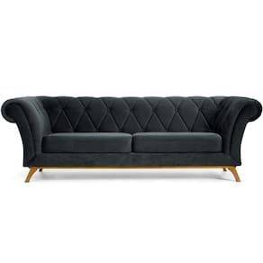 Sofá 4 Lugares Império 300 Cm Veludo Cinza C-317