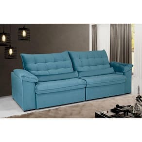 Sofá Oriental 290 Cm Veludo Azul Turquesa