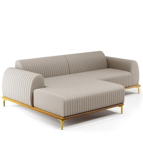 Sofá 6 Lugares Com Chaise De Estar Molino 350cm Bege C-107