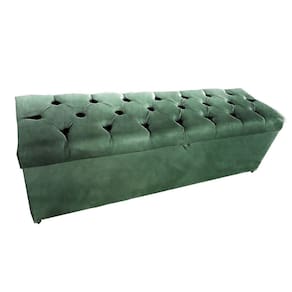 Baú Calçadeira Estofada Helena capitone158 Para Quarto Cama Verde