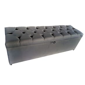 Baú Calçadeira Estofada Helena capitone158 Para Quarto Cama Grafitte