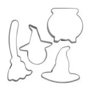 Kit Cortador Halloween - Bruxa + Vassoura C/ 4 Peças Em Inox