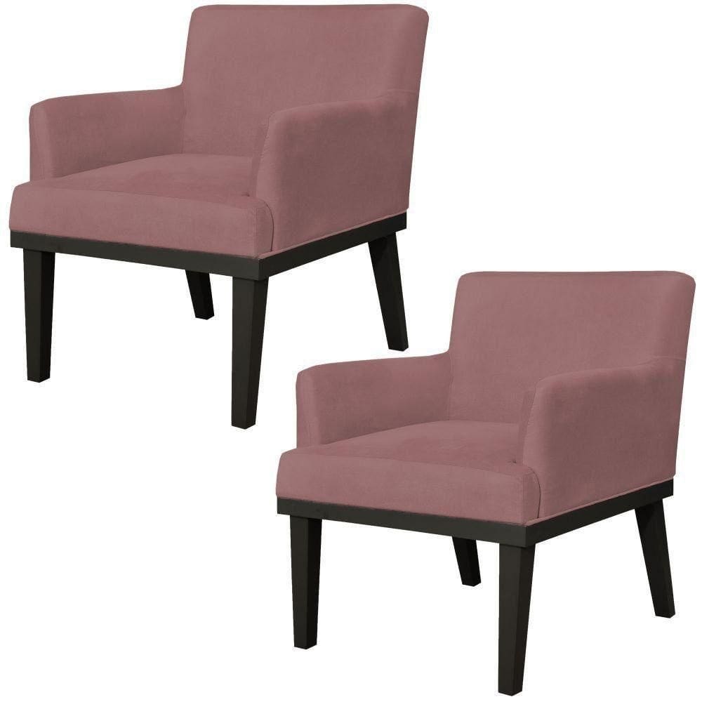 Kit 02 Poltronas Beatriz W01 Suede Rosê