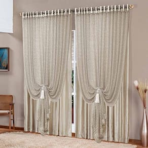 Cortina Bali Luxo Cetim Amassado Xale Tela Brilhante 3,00x2,50m Sala Quarto Varão 3m - Bronze