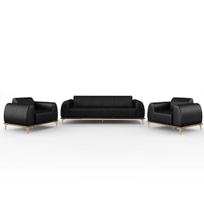 Kit Sofá 2 Lugares 150Cm Com 2 Poltronas Molino Preto B-159
