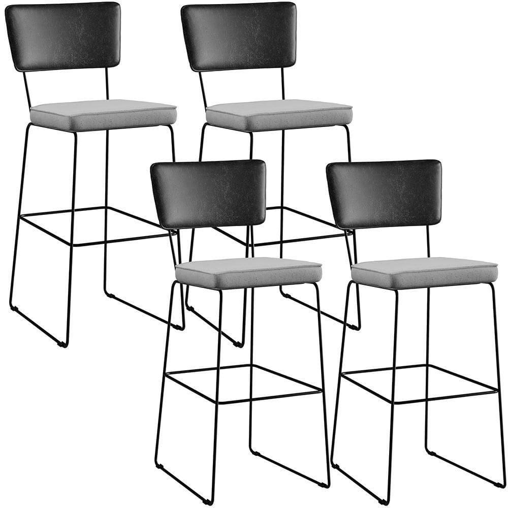 Kit 04 Banquetas Altas Preto Linho Cinza