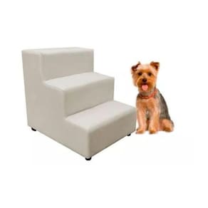Escada Escadinha Pet Cachorro 3 Degraus Rampa Suede Grace Cor:bege