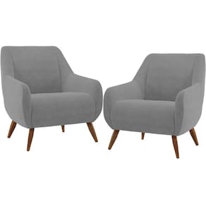 Kit 02 Poltronas Paloma D02 Veludo Cinza C-317