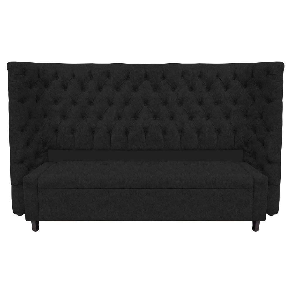 Kit Cabeceira e Calçadeira Baú King Everest P02 195cm Para Cama Box Corano Preto
