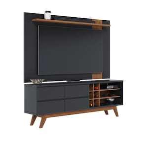 Rack Bancada Ambiente Noronha e Painel para TV Extensivo Leme Preto Acetinado Noce Milano - Colibri