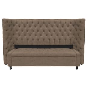 Kit Cabeceira E Calçadeira Baú King Everest P02 195cm Para Cama Box Suede - Doce Sonho Móveis Marrom