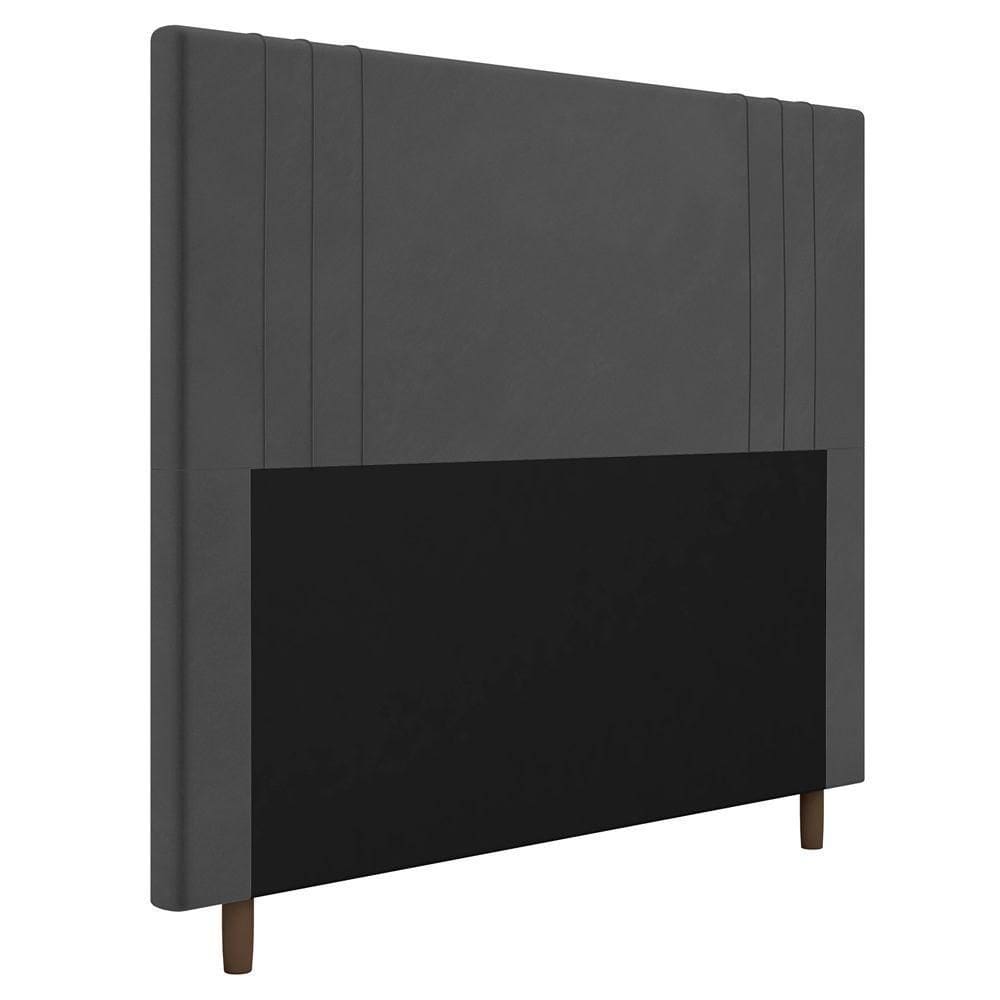 Cabeceira Cama Box Solteiro Ferrara 90cm Suede Cinza