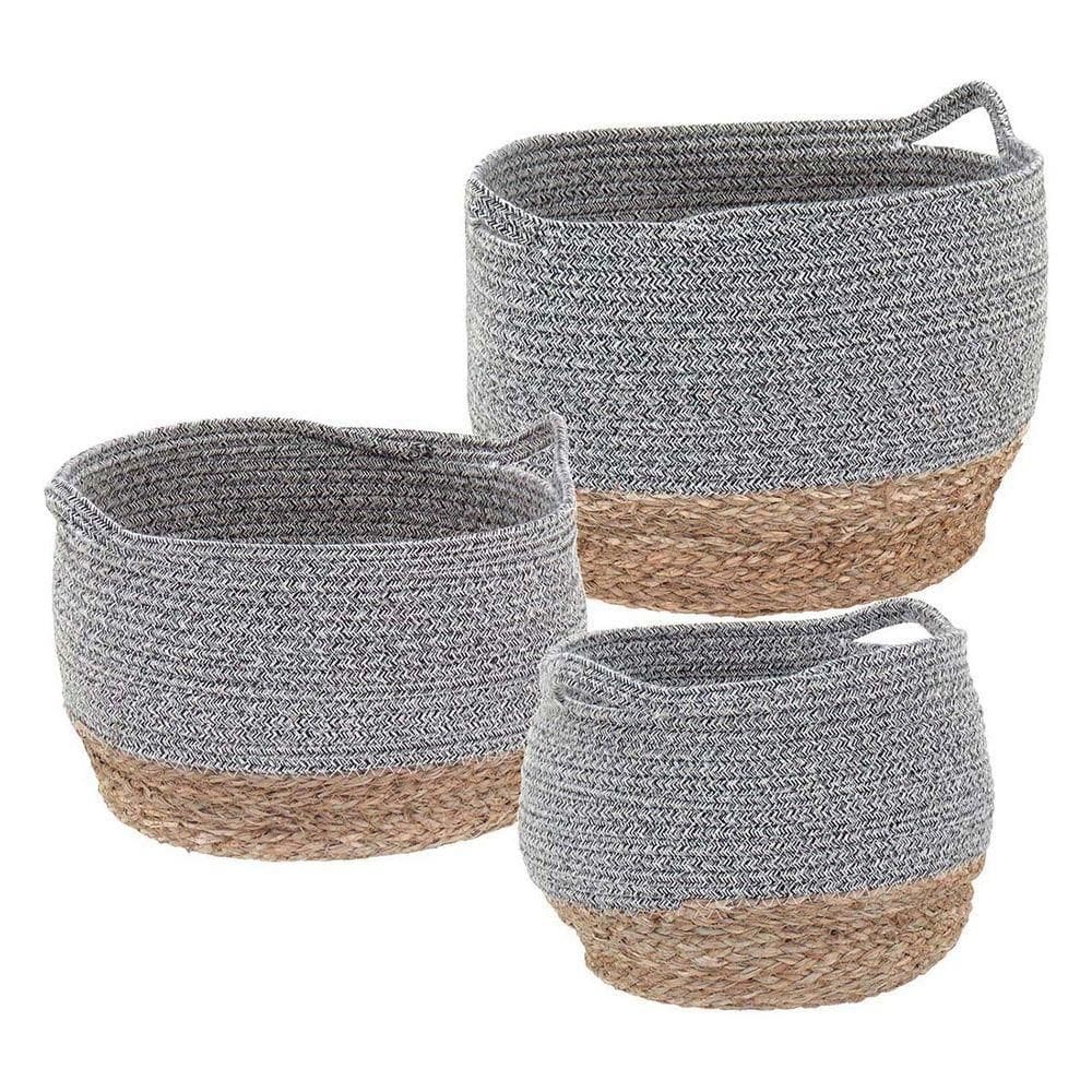 Kigali Cesta Fibra Cinza 3Pç