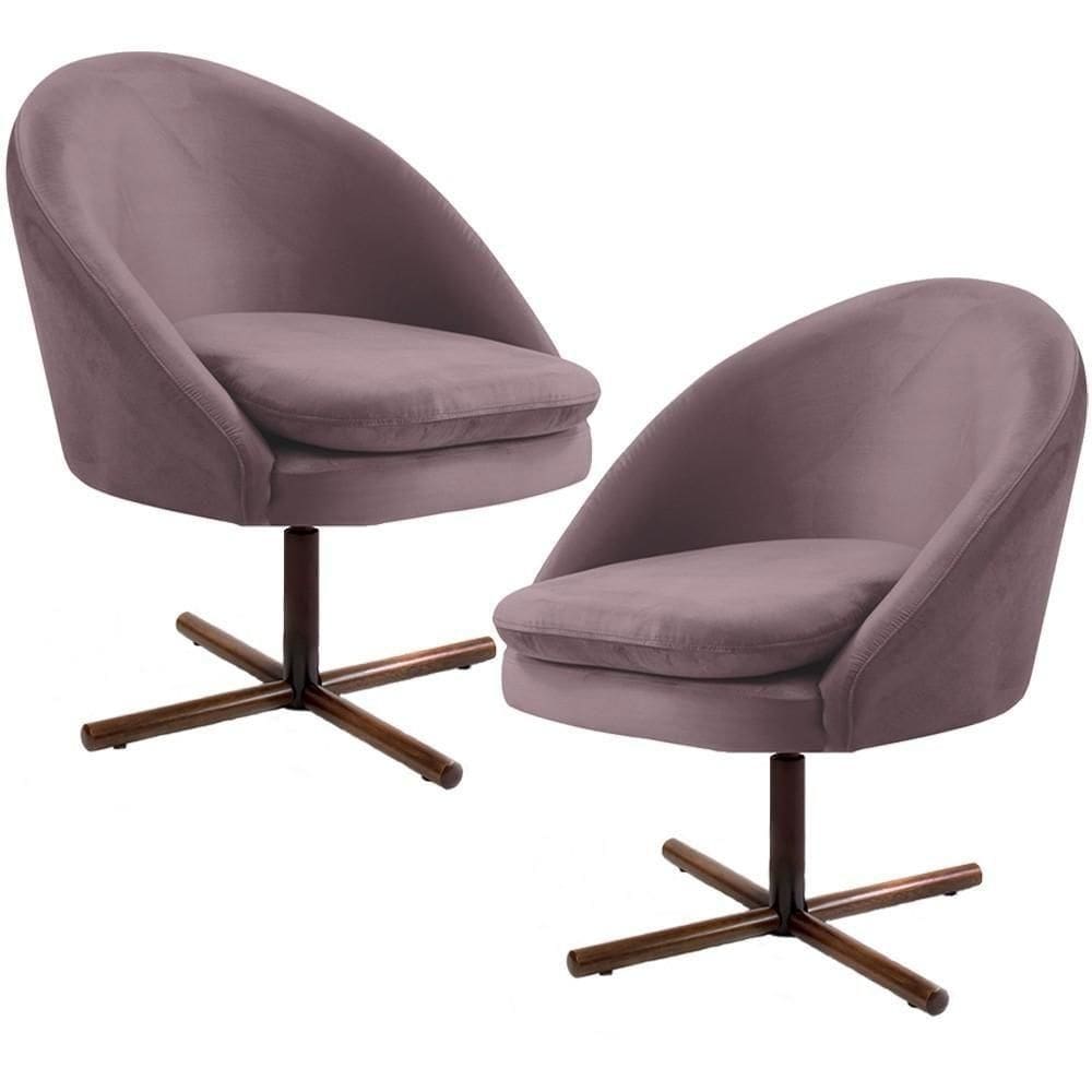 Kit 02 Poltronas Rafa D02 Veludo Rosê C-305